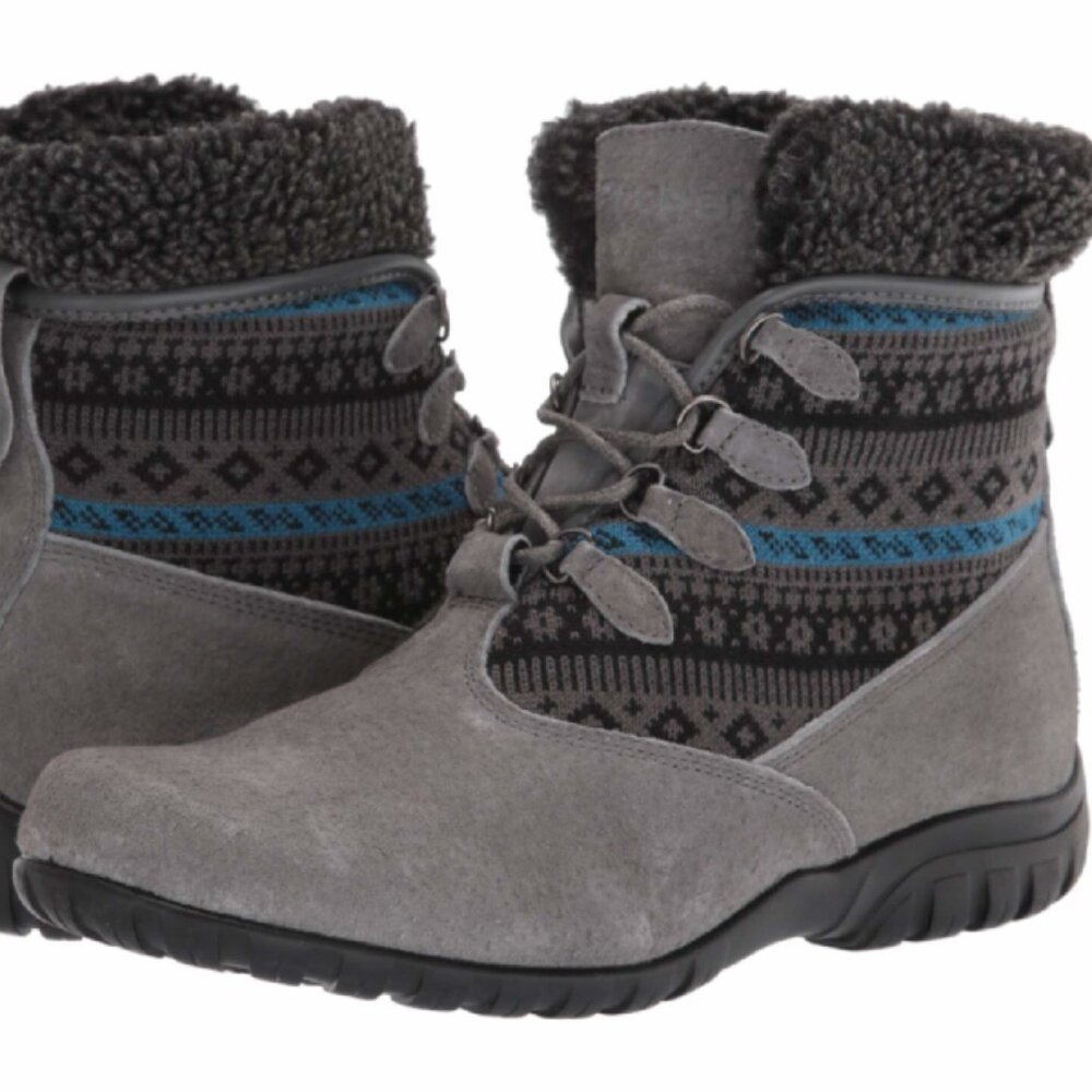 Propet Delaney Alpine Gray Suede Leather Boots Size 7 XX (Extra Wide Width) NWOB